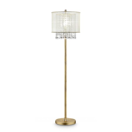 Homeroots Primo Gold Finish Floor Lamp with Crystal Accents & White Shade 431810